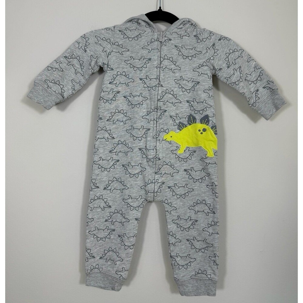 Carter’s Just One You Dinosaur Hooded Romper 9M Gray One Piece